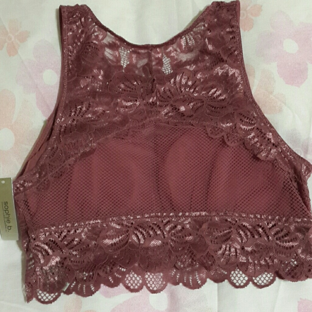 sophie b. Mauve Fancy Lace-Mesh-Mix Bralette - Picture 7 of 8